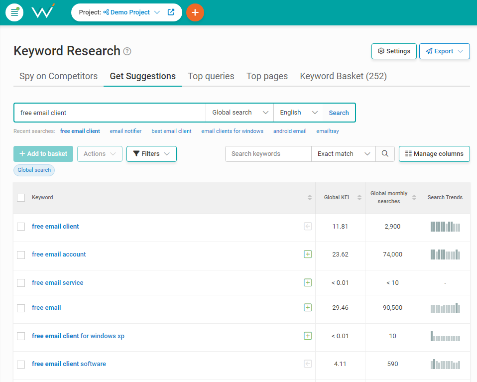 Find keywords to match your target audience's search intent.